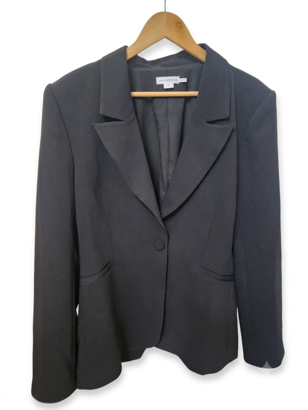 Good American Black Single-Button Tailored Executive Blazer NWT XL